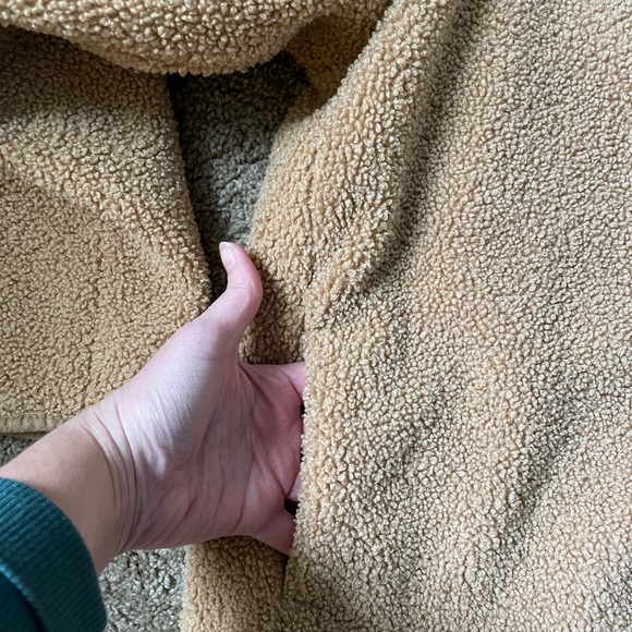 JOIE Fleece Sherpa Teddy Jacket Coat Cardigan Tan Size Medium - Picture 9 of 13